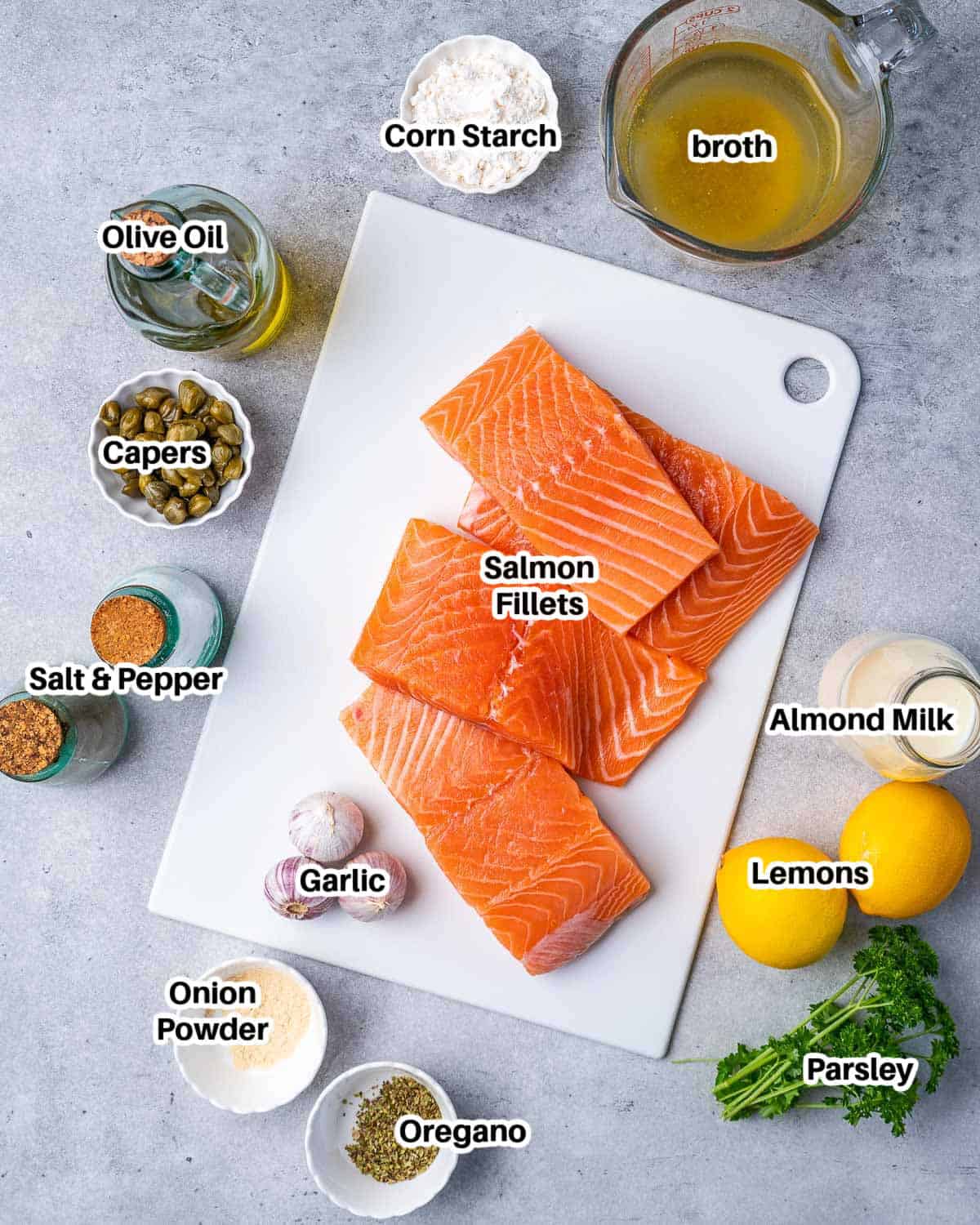 Ingredients for salmon piccata