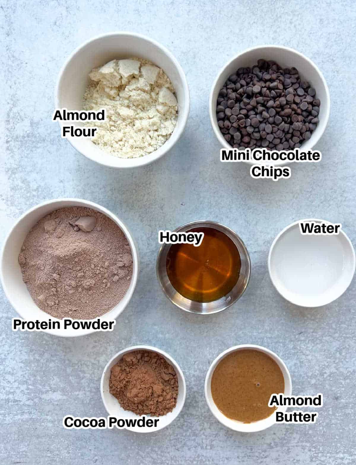 Ingredients to make protein brownie bites.