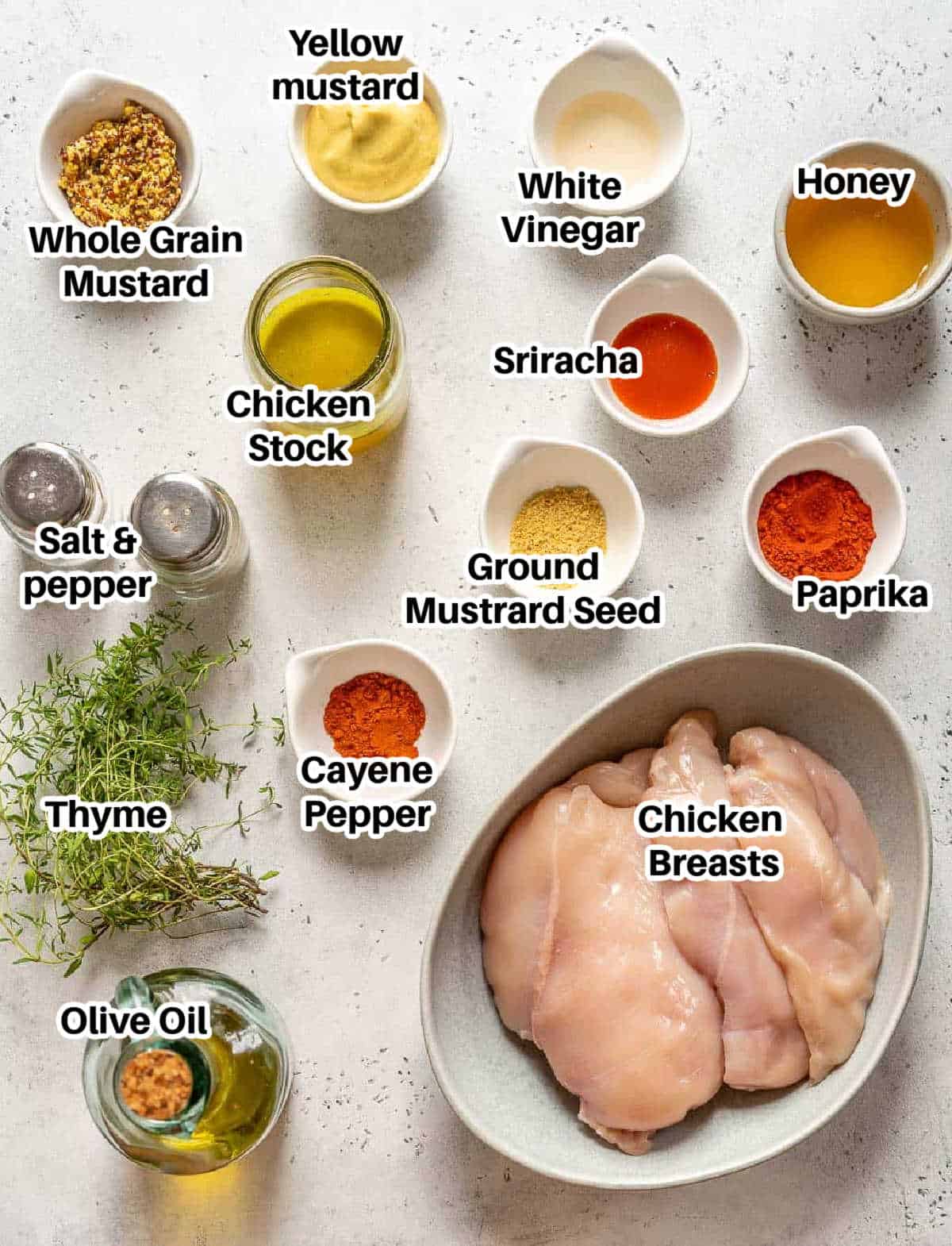 ingredients to make honey mustard chicken.