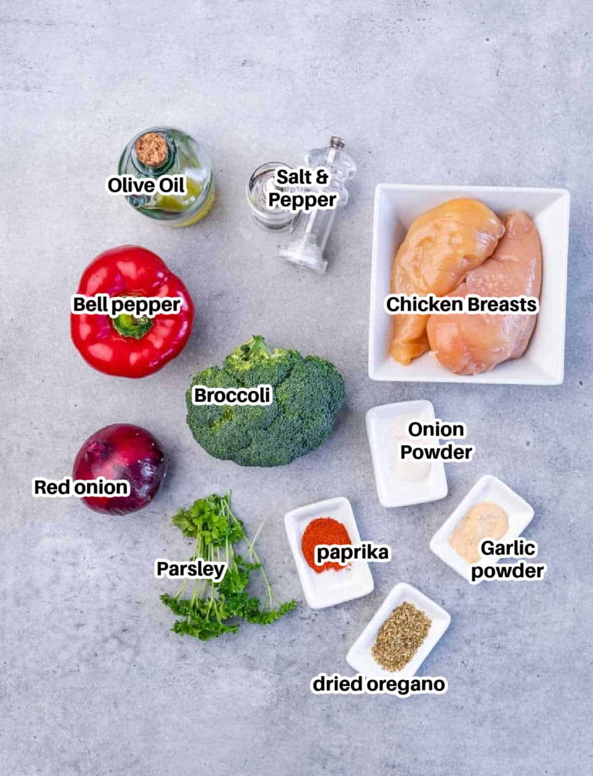 ingredients to make sheet pan chicken and veggies.