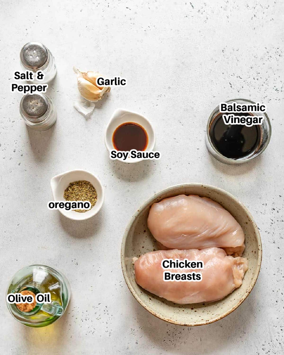 Ingredients to make balsamic chicken.