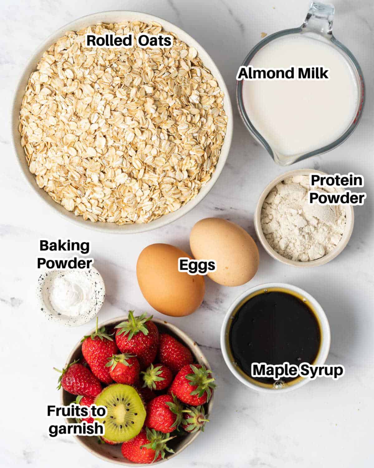 ingredients to make protein muffins laid out.