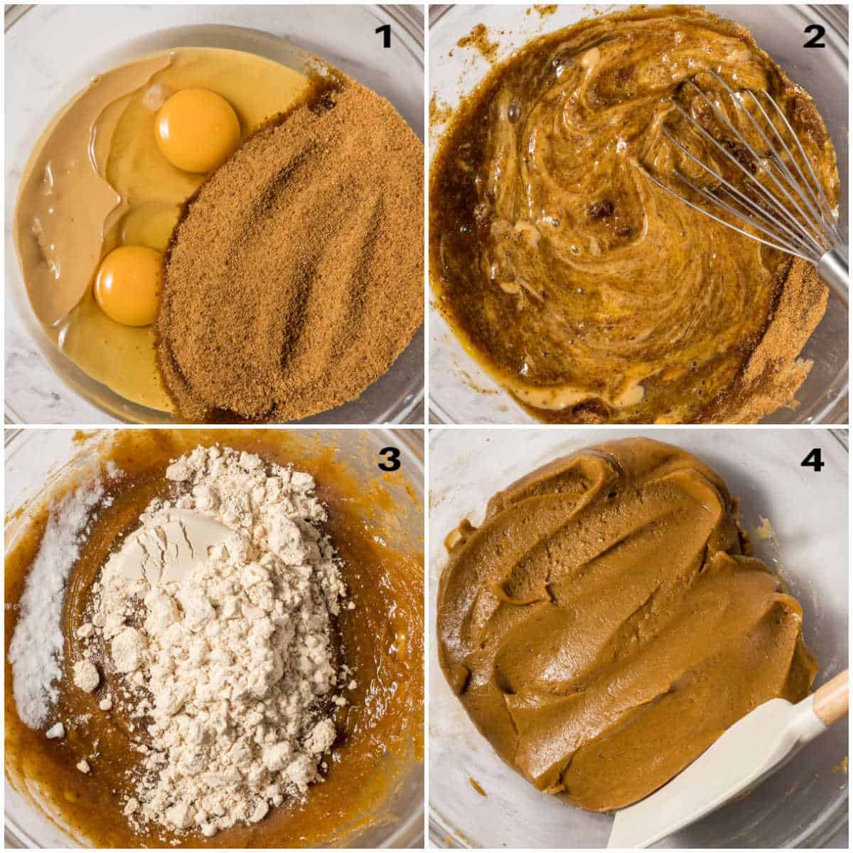 process shot to make the dough for the protein cookies in a bowl.
