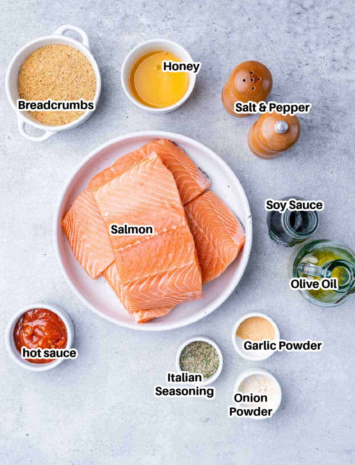 ingredients to make salmon bites.