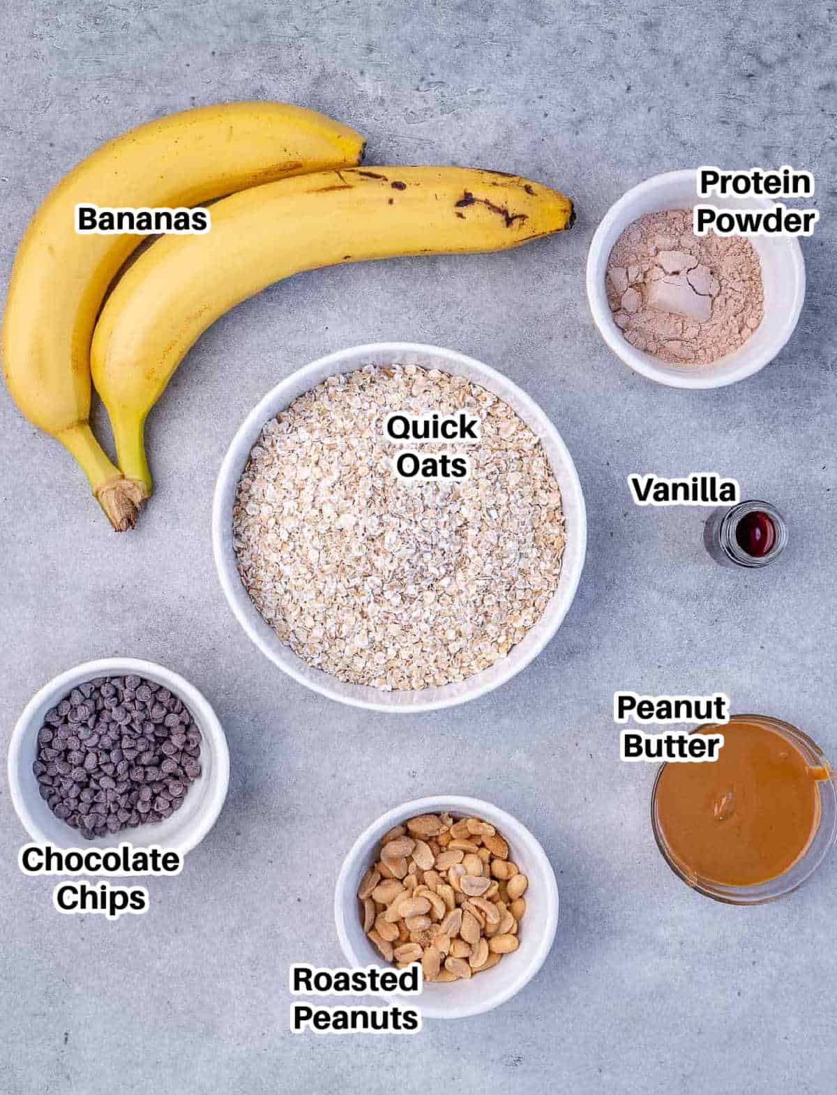 ingredients to make healthy oatmeal bars laid out.