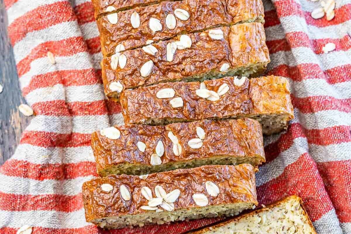 bread slices next to each other and one slice facing up.