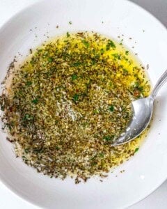 bread oil mixed in a bowl.