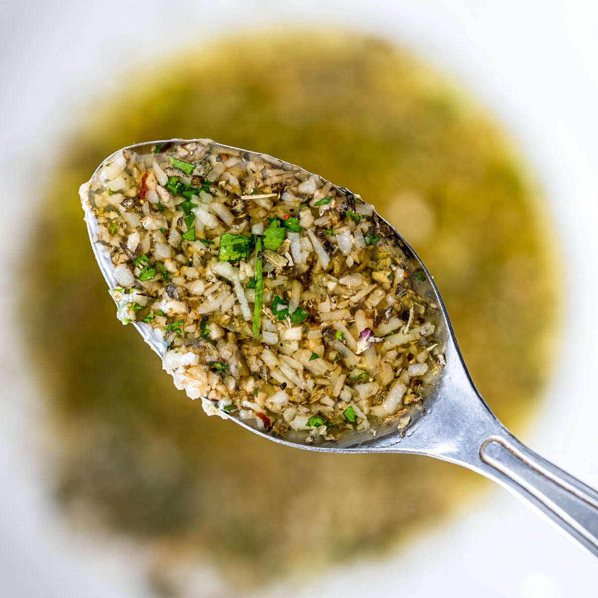 a spoonful of olive oil dip.