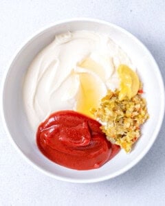 all ingredients for the in n out sauce added to a bowl.