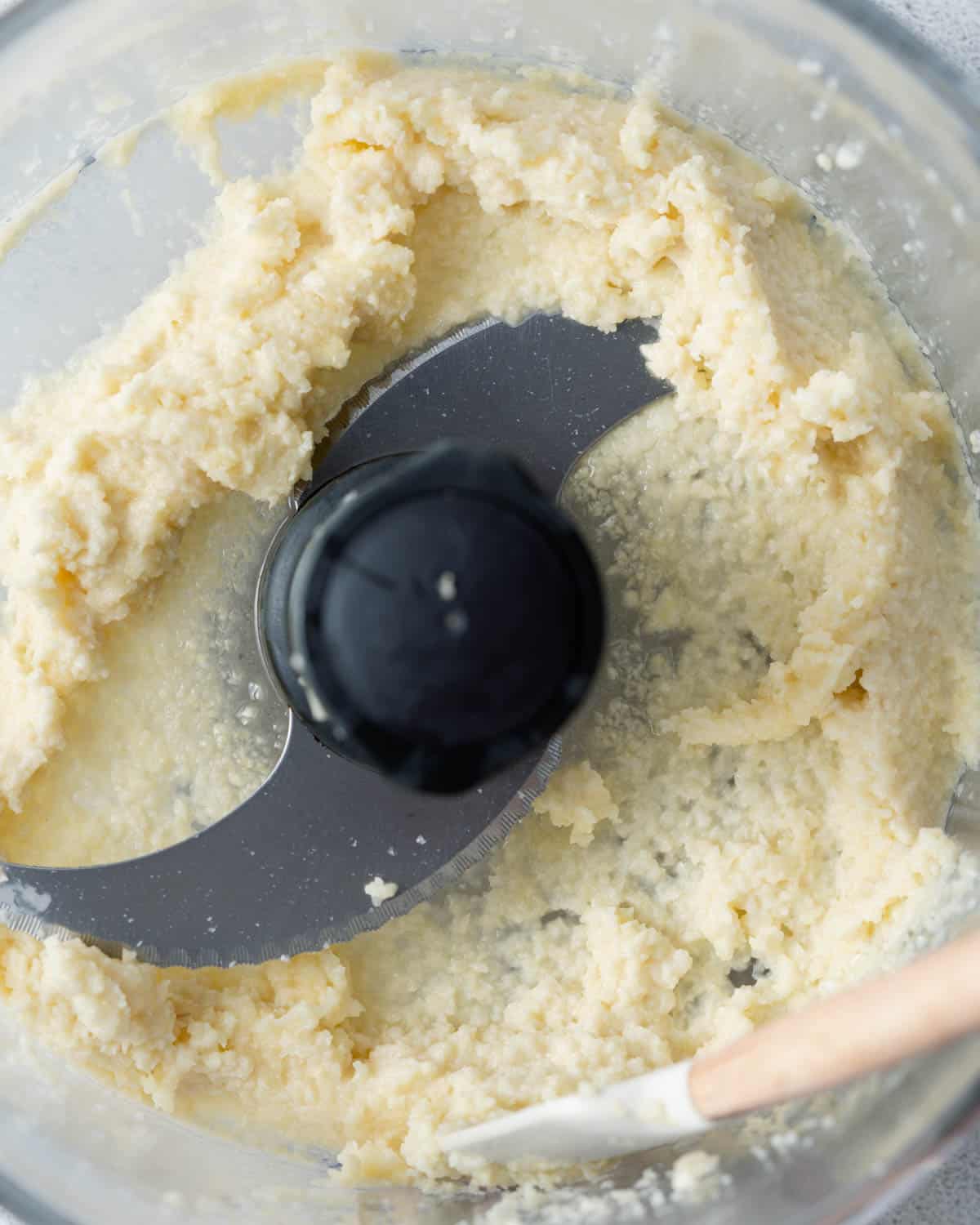 blended garlic in food processor.