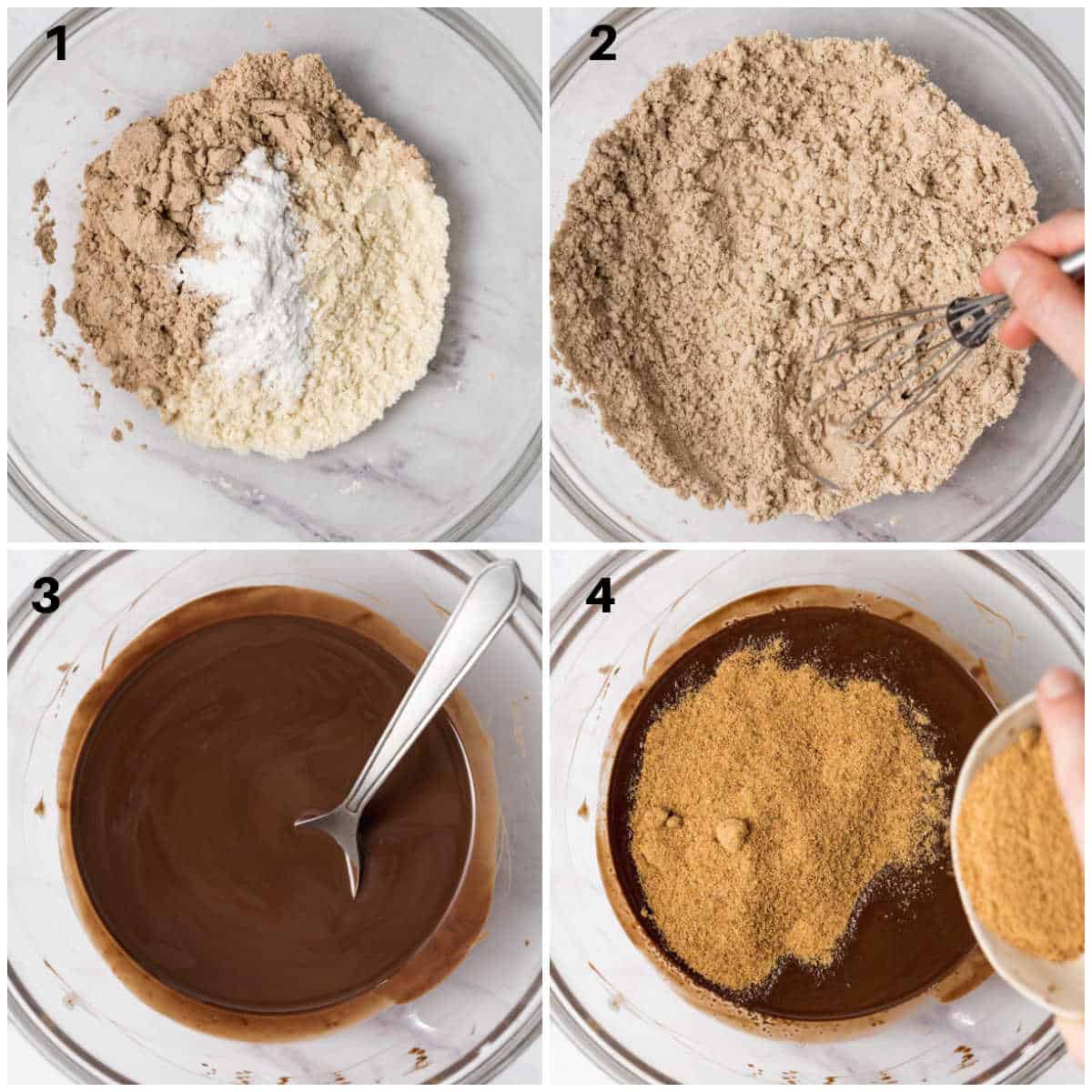 process shots to make protein brownies.