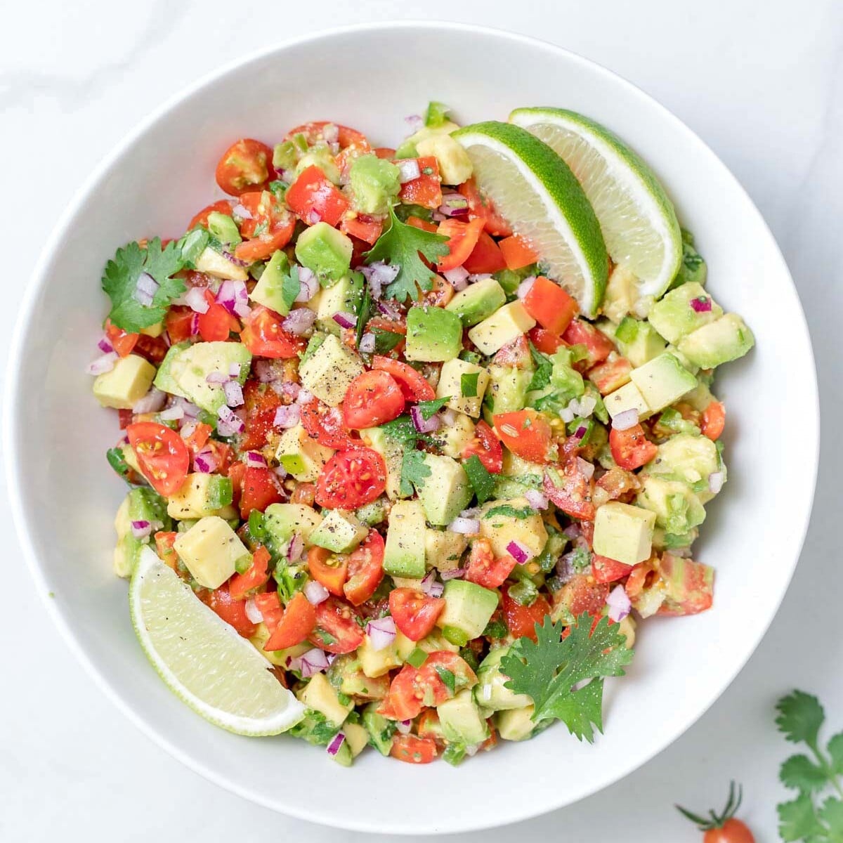a bowl with avocado salsa.
