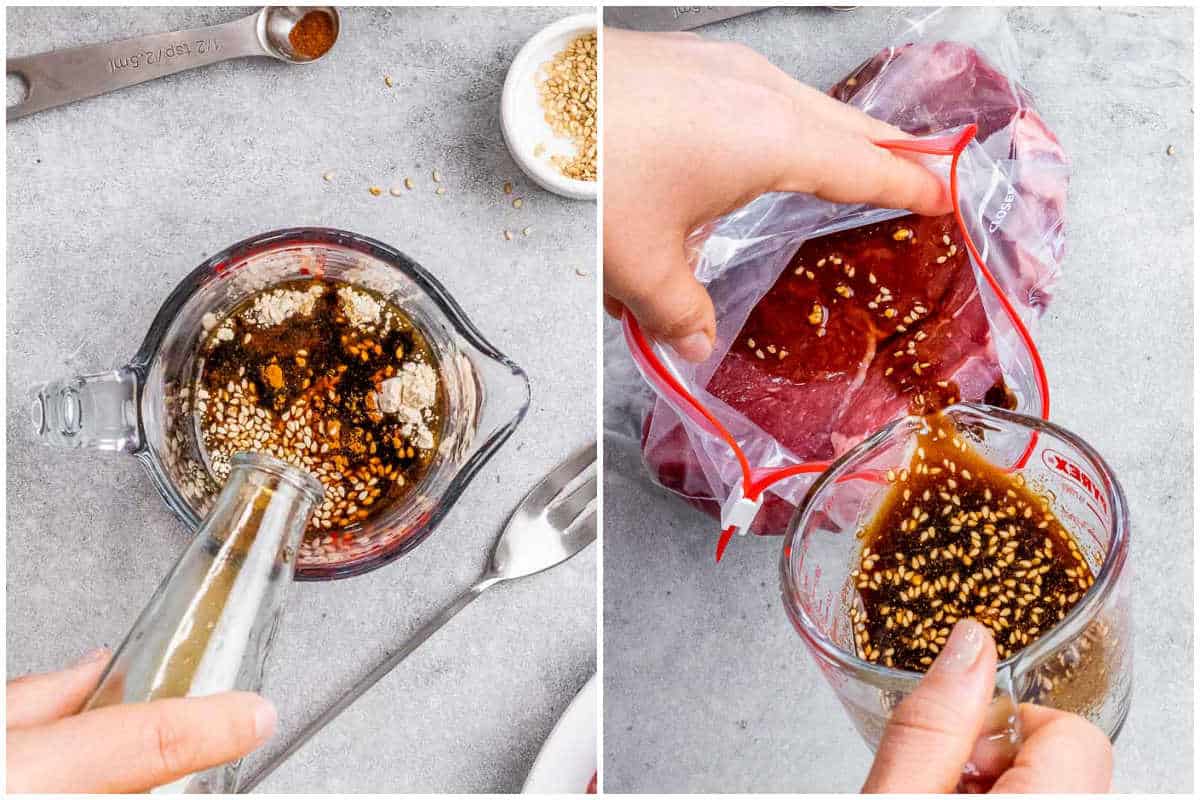 Making the marinade for the teriyaki steak.