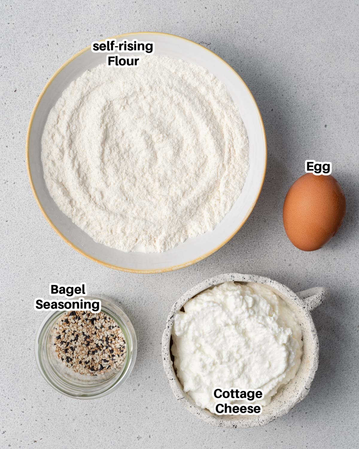 ingredients to make cottage cheese bagels.