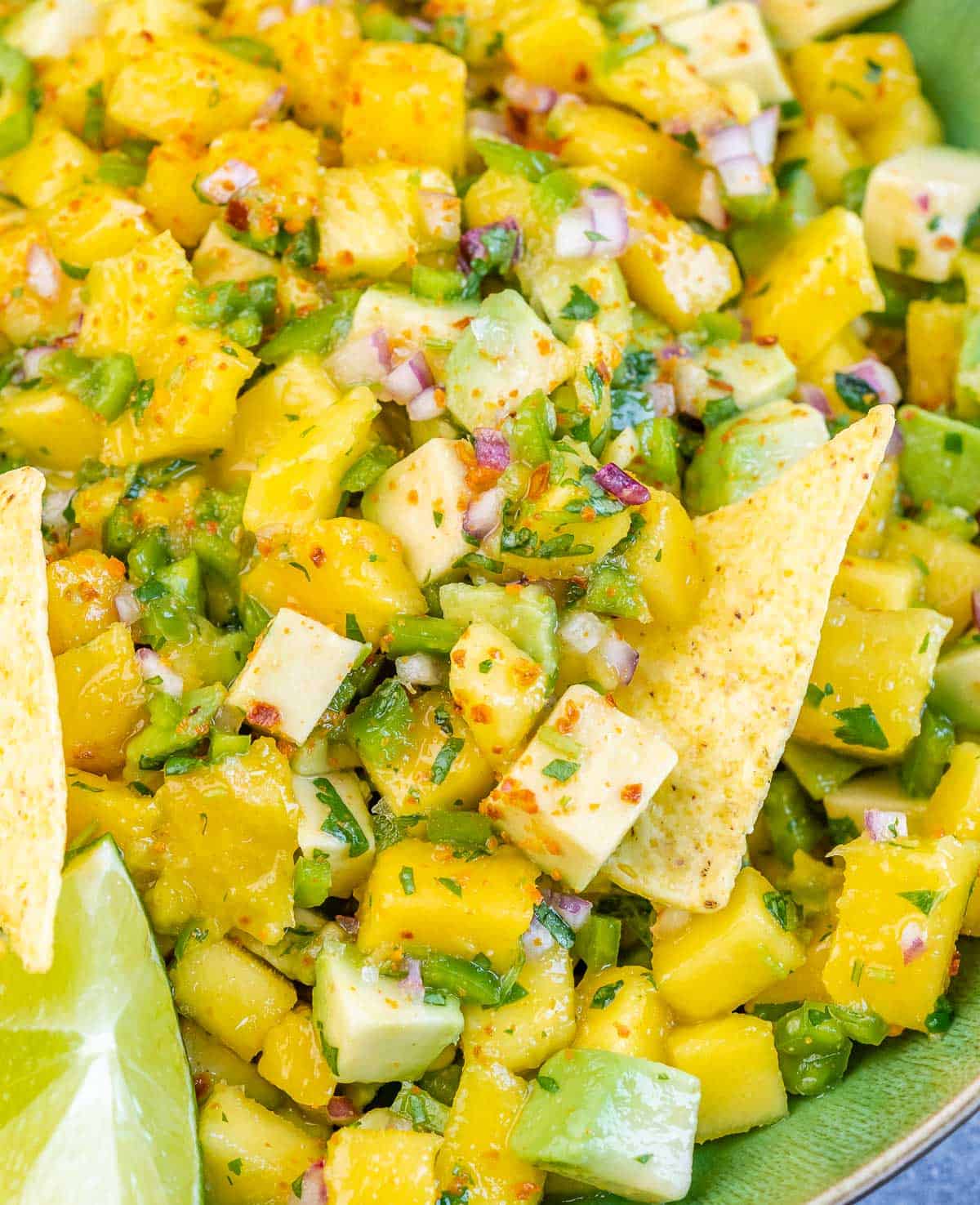 mango salsa served in a bowl.