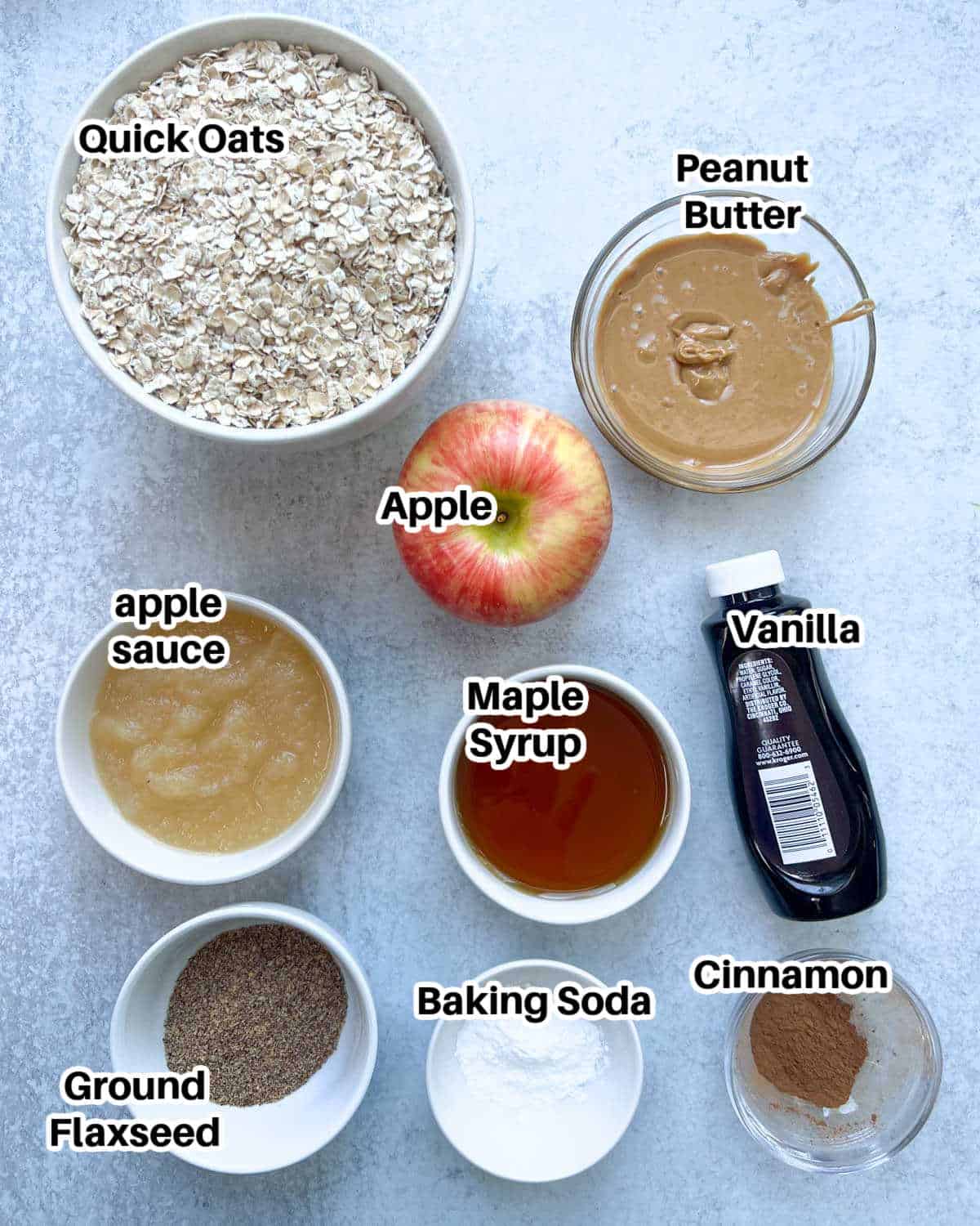 ingredients to make apple oatmeal bars laid out.