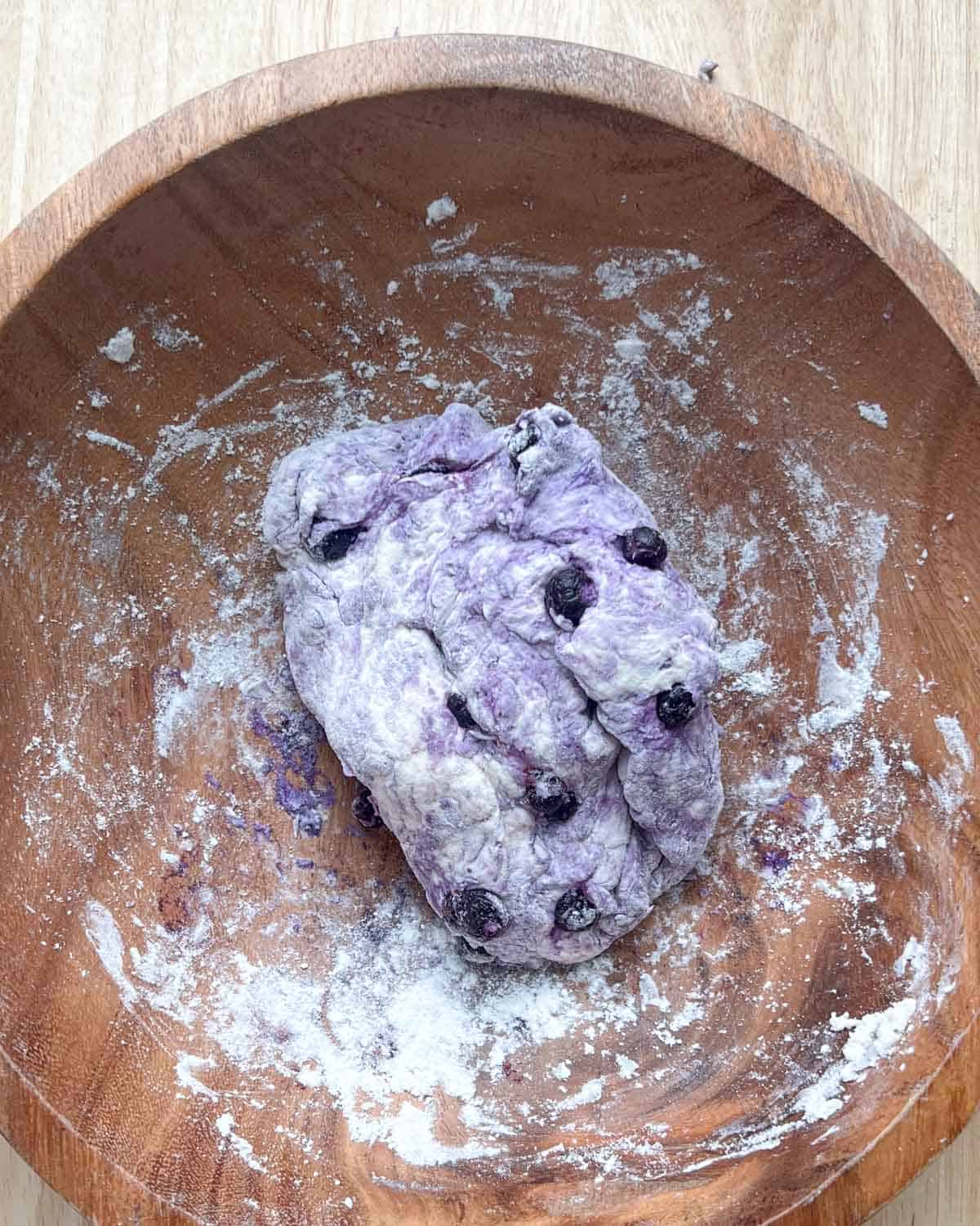 blueberries mixed in with the dough.