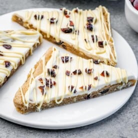 Three bliss bars on a white plate.