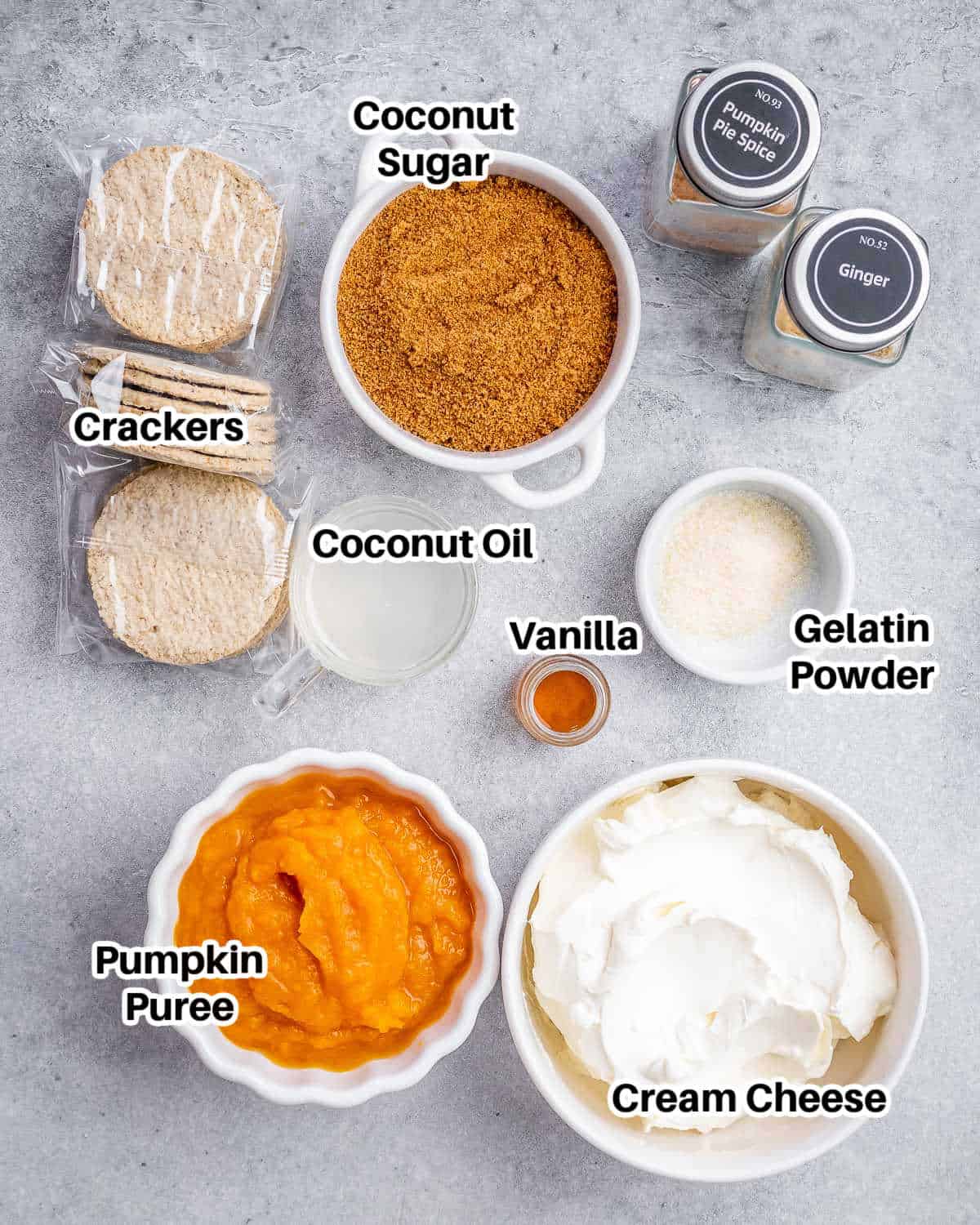 ingredients to make pumpkin cheesecake.