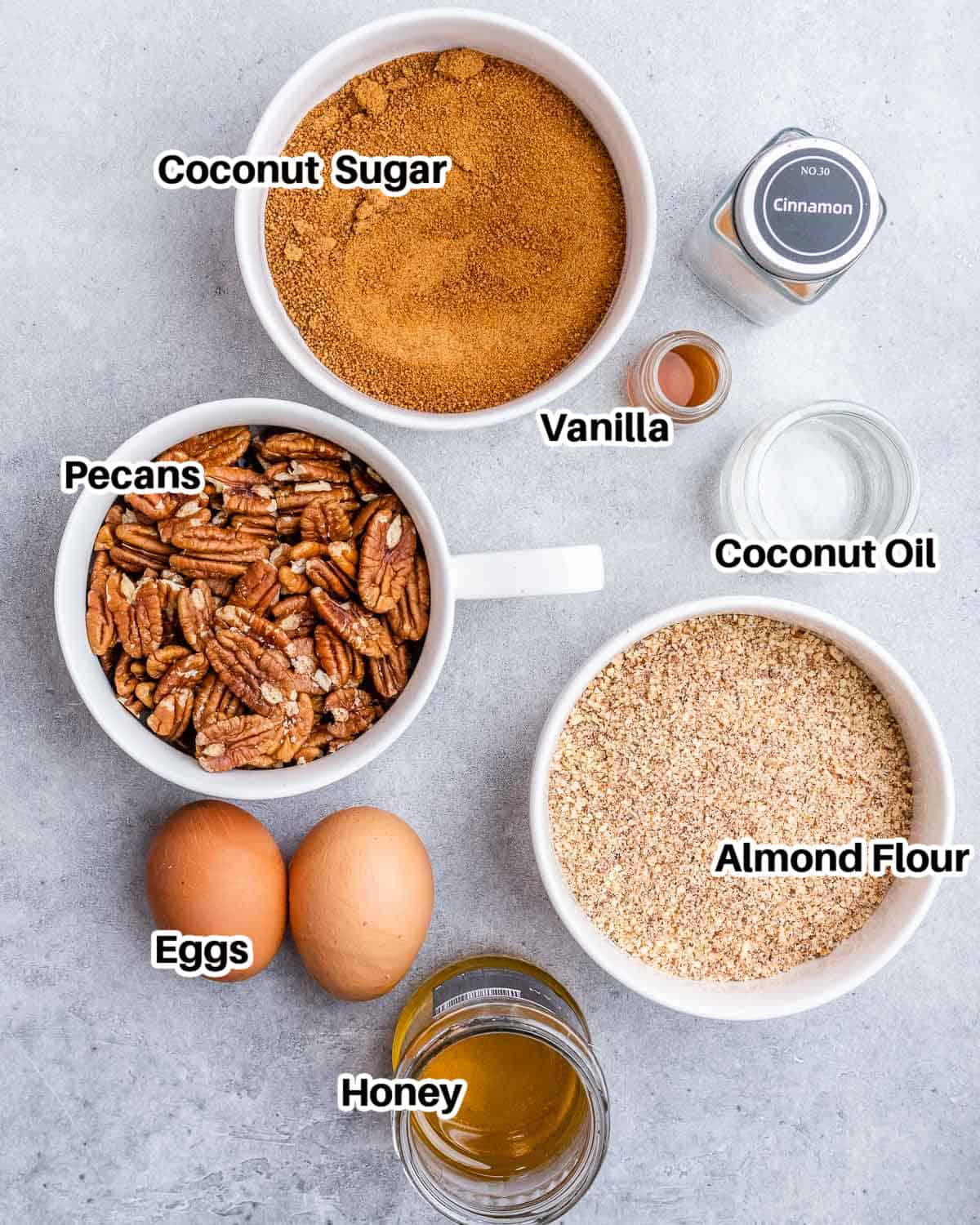 ingredients to make pecan pie bars.