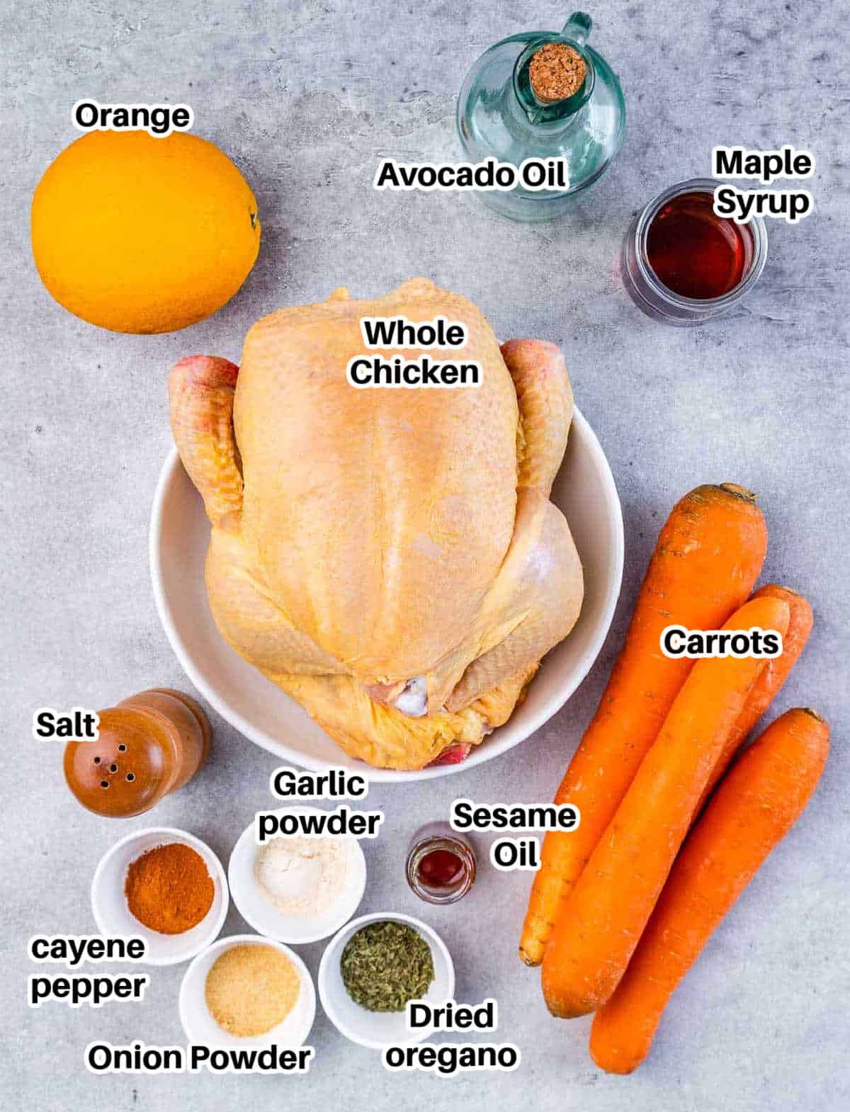 Ingredients to make baked chicken chicken.