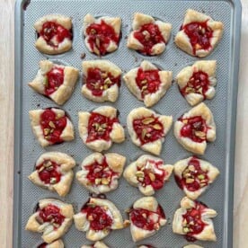 baked brie bites in the pan.