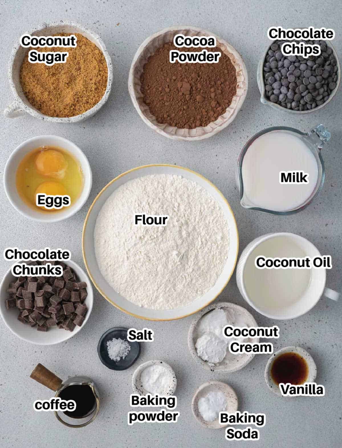 ingredients to make the viral Olympic village chocolate muffins.