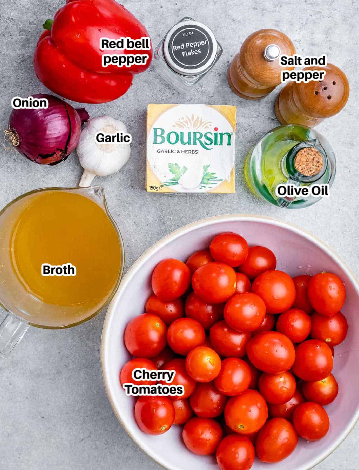 Ingredients to make tomato soup.