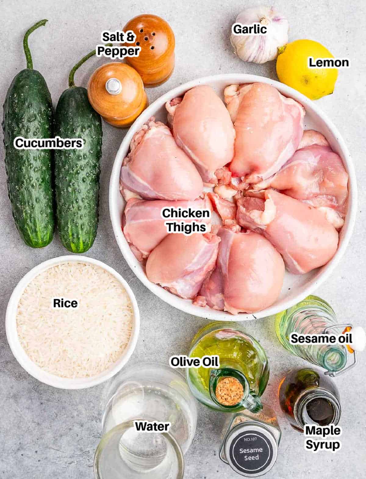 ingredients for chicken and rice meal prep.