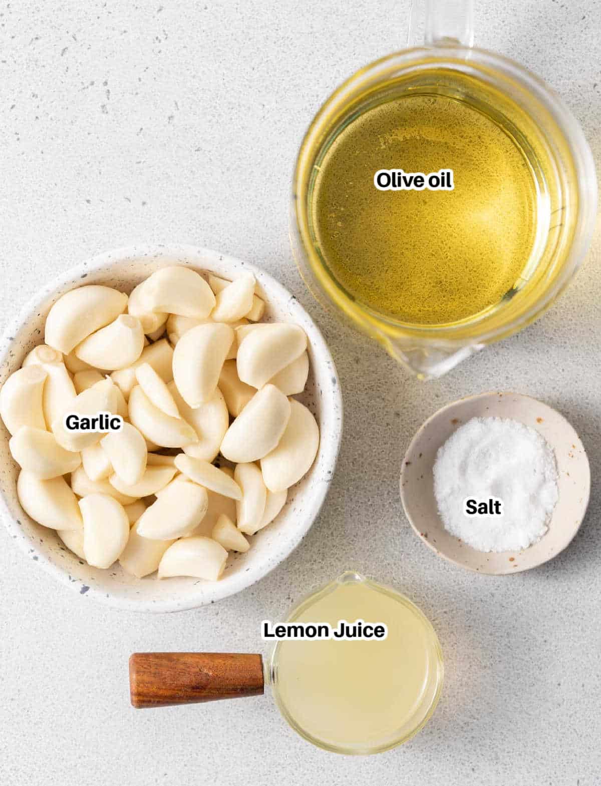 ingredients to make homemade garlic sauce.