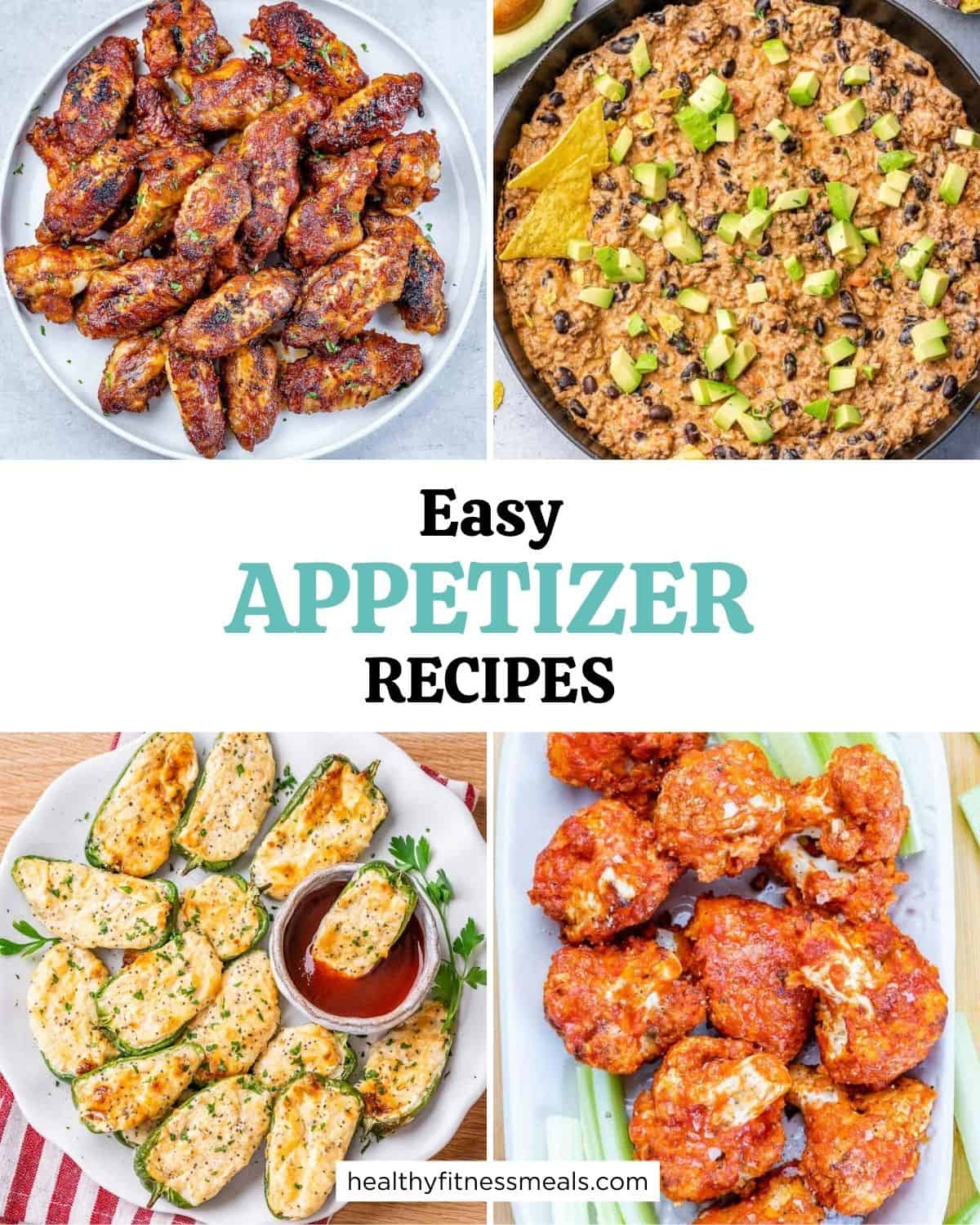collage of 4 images for appetizer recipes.