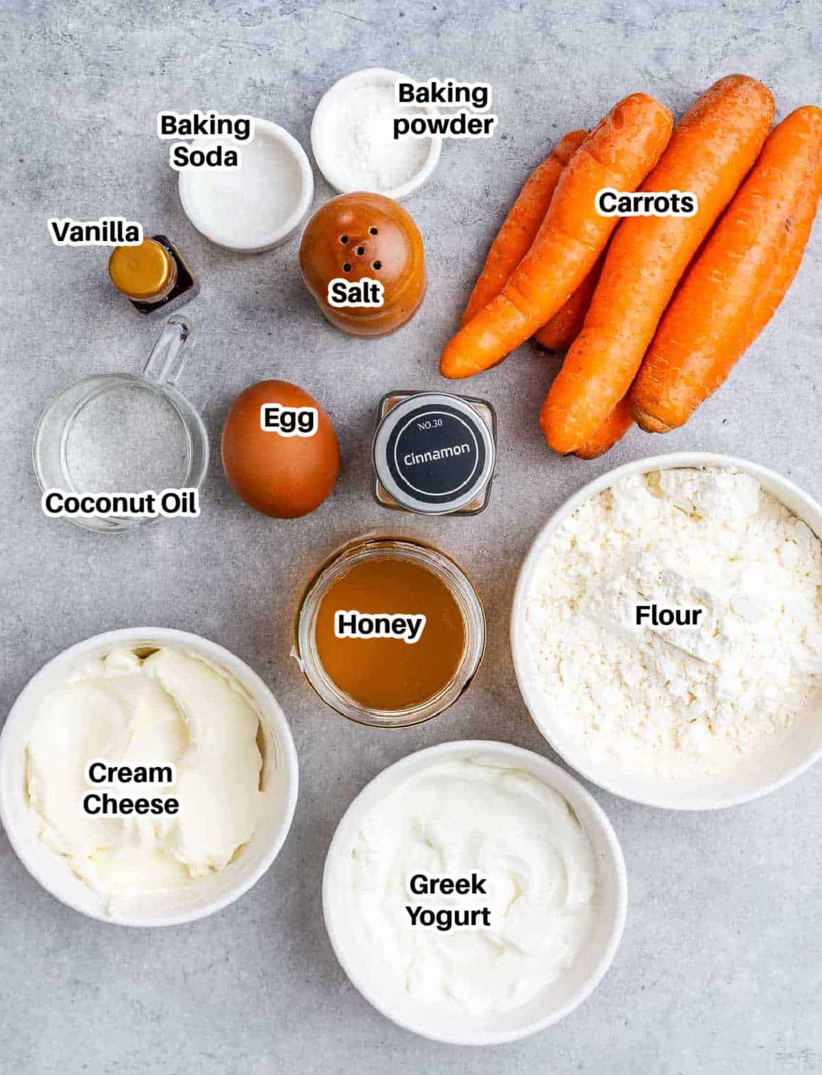 ingredients for carrot cake,