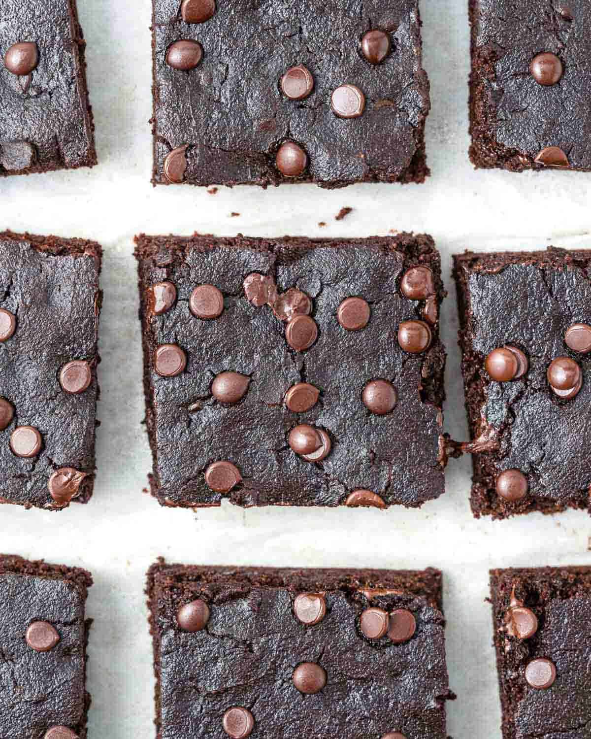 9 cottage cheese squares on a flat surface.