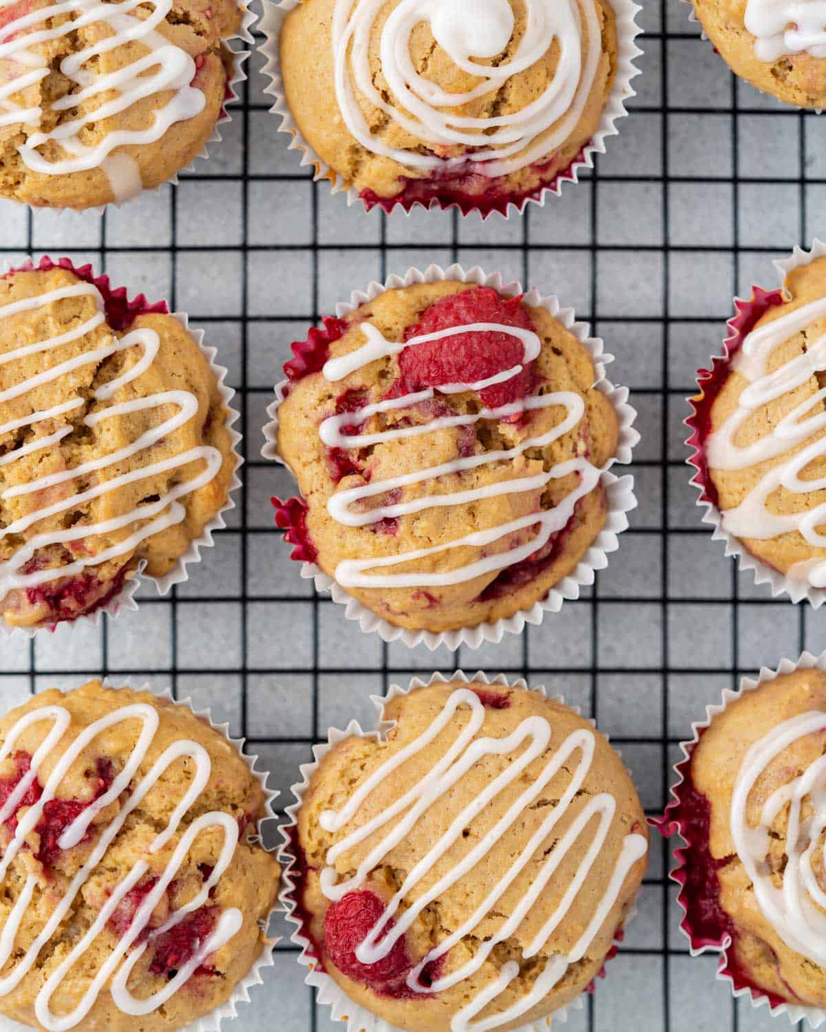 muffins on a wire rack to be cooled. 