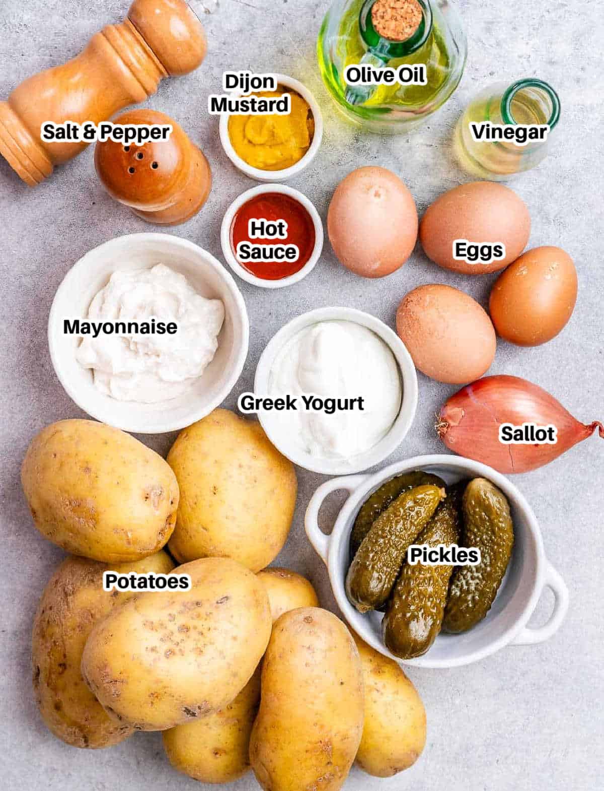 potato salad and eggs ingredients.