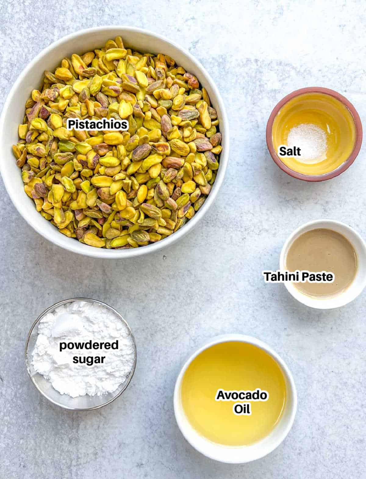 ingredients to make pistachio cream.