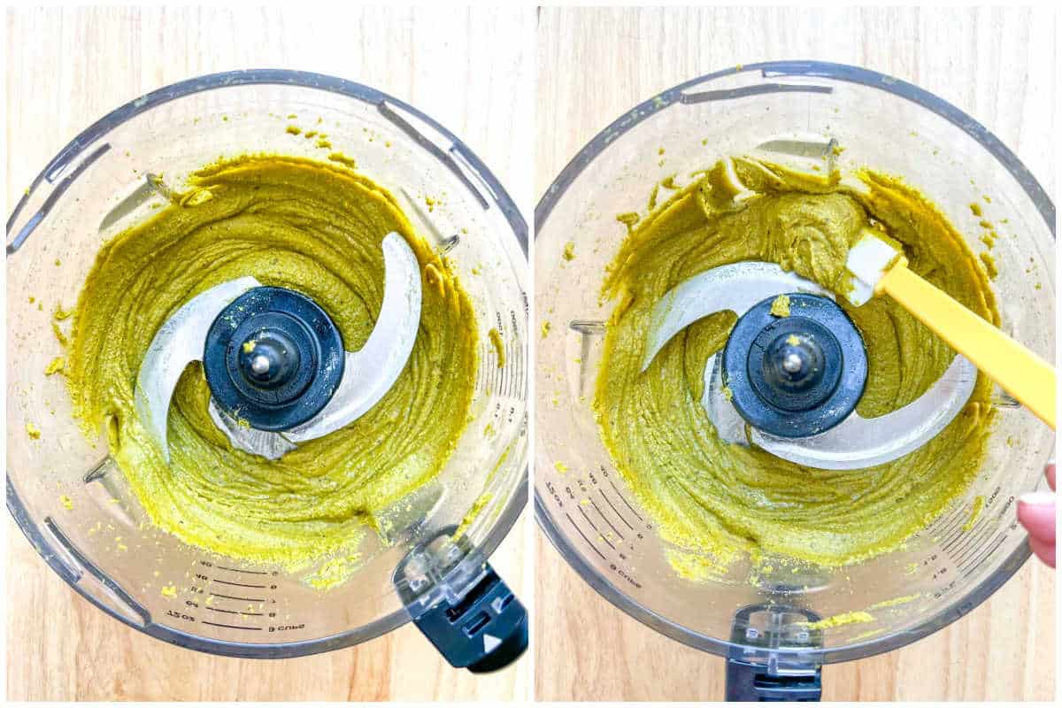 process shot to blending the pistachio into a creamy paste.