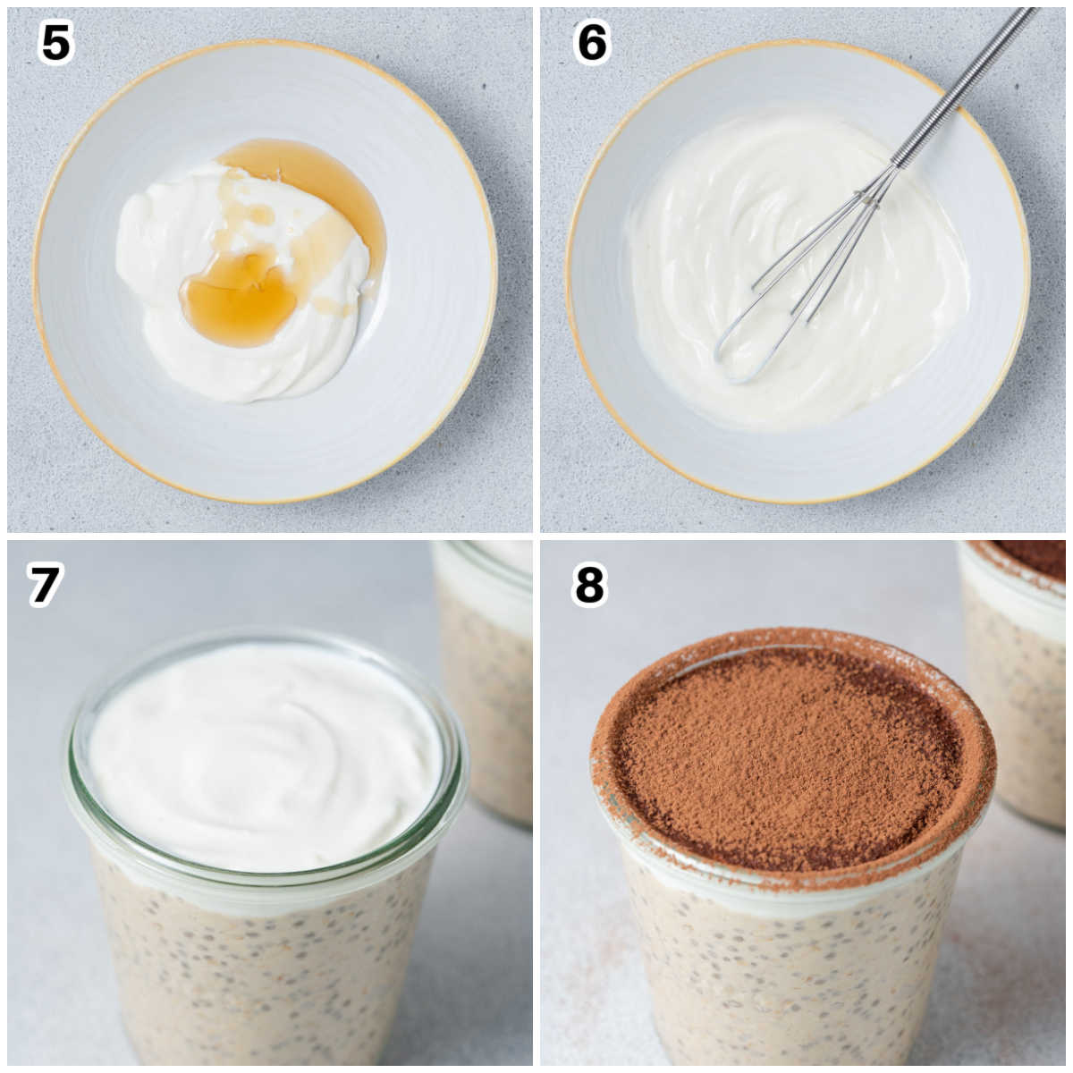 Process shot showing assembling the overnight oats.