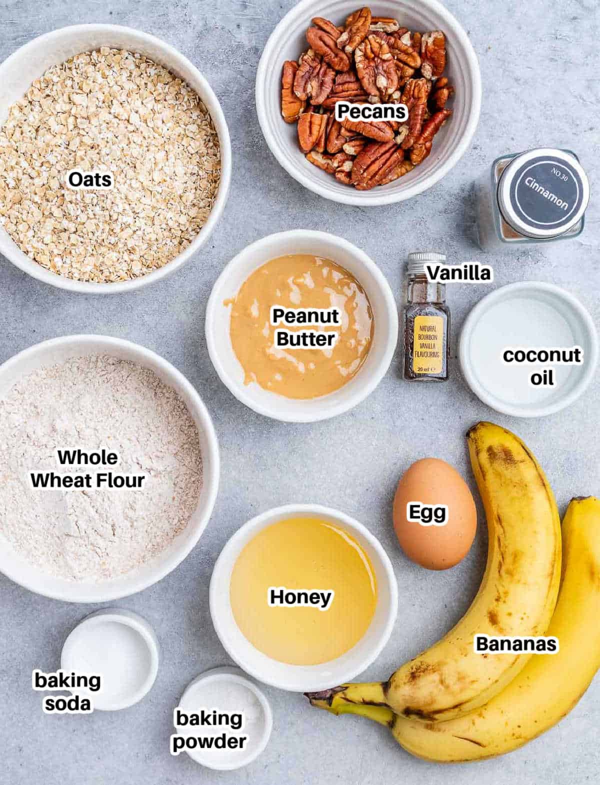 ingredients to make banana bread cookies. 