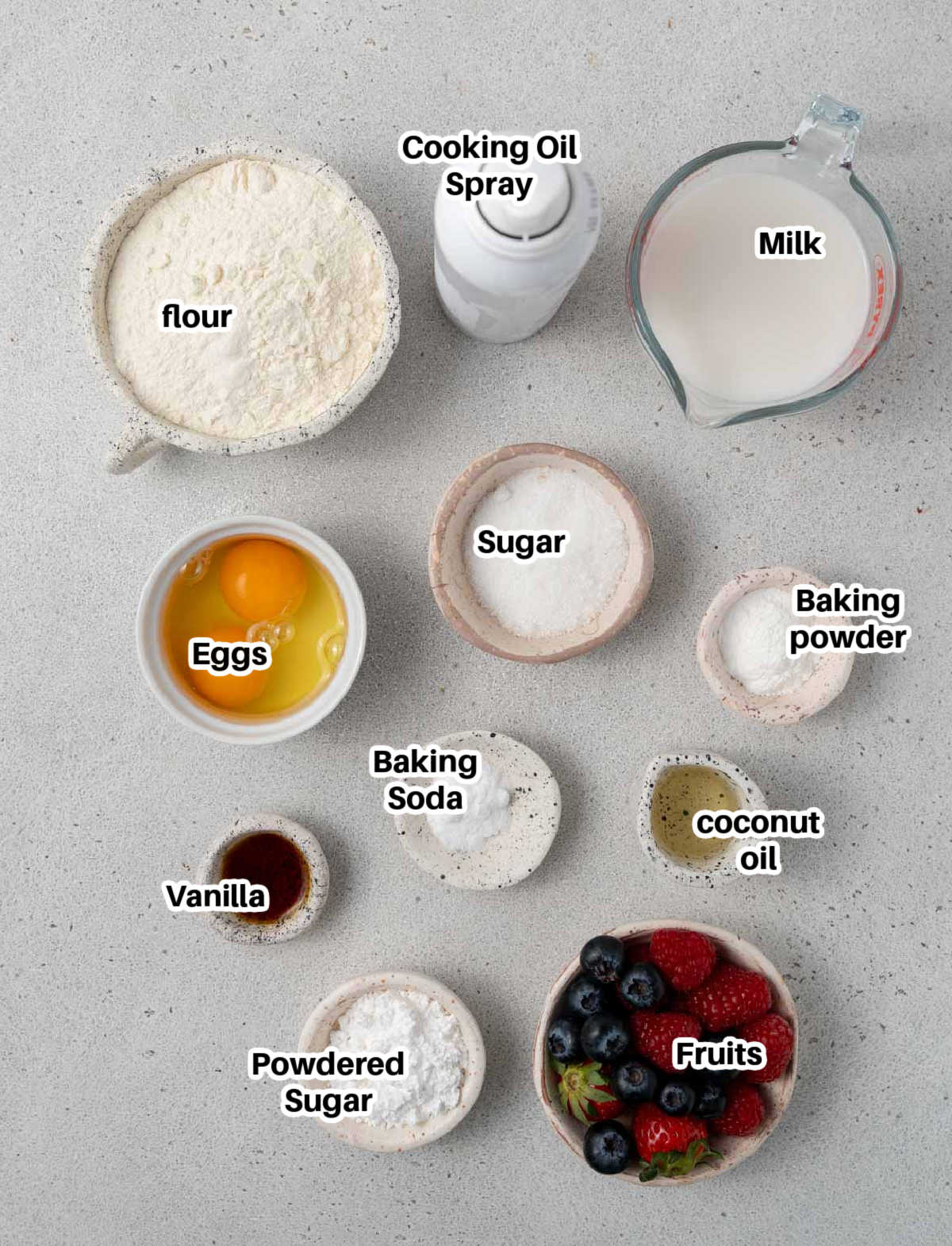 ingredients to make scrambled pancakes.