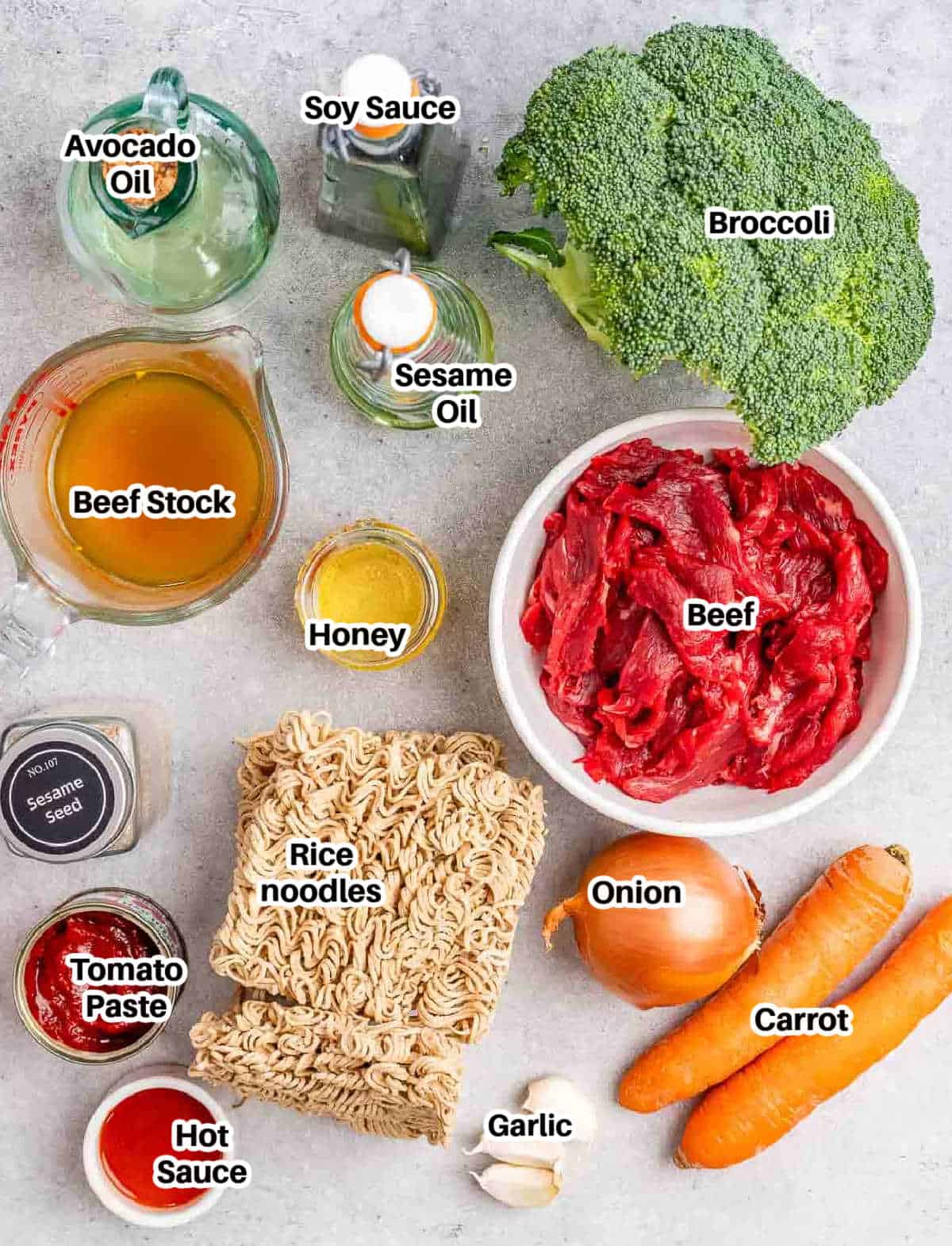 ingredients to make beef lo mien.