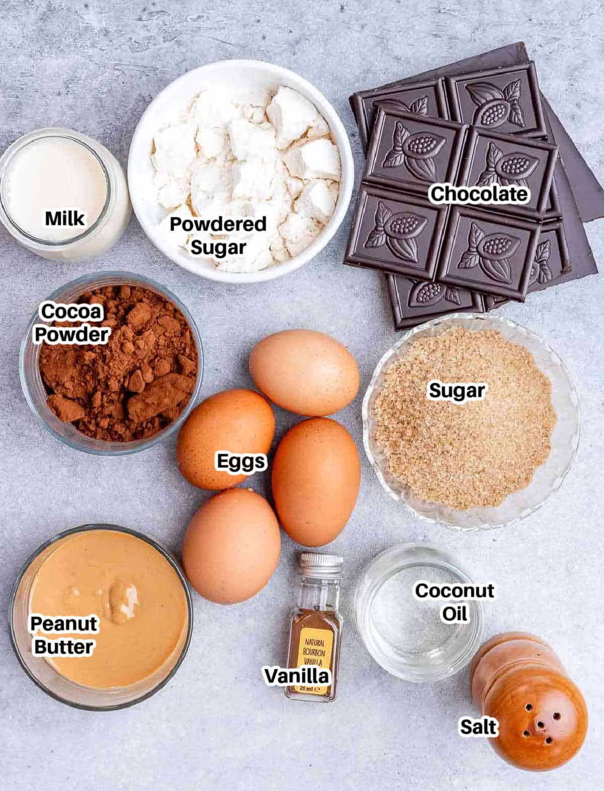 ingredients for flourless cake.