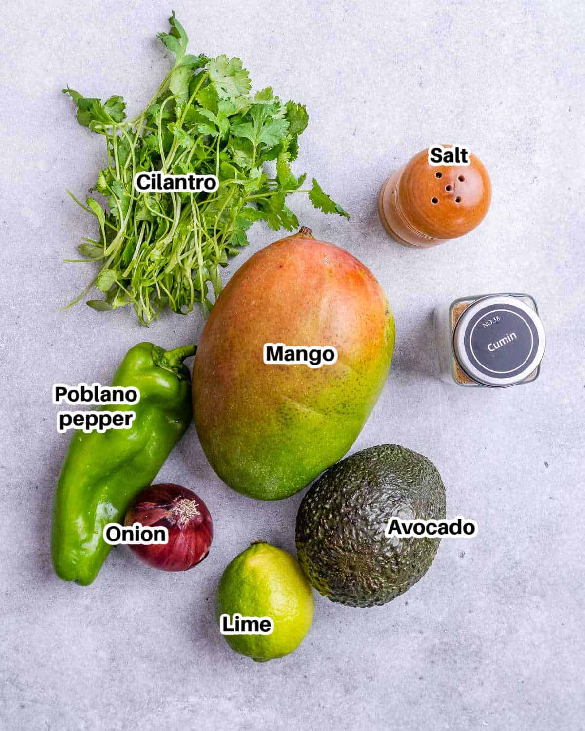Ingredients to make mango salsa.