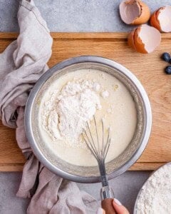 folding dry ingredients into bundt cake batter