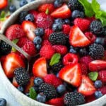 Mixed berry salad in a bowl.