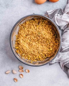 graham cracker crumbs in a cake tin