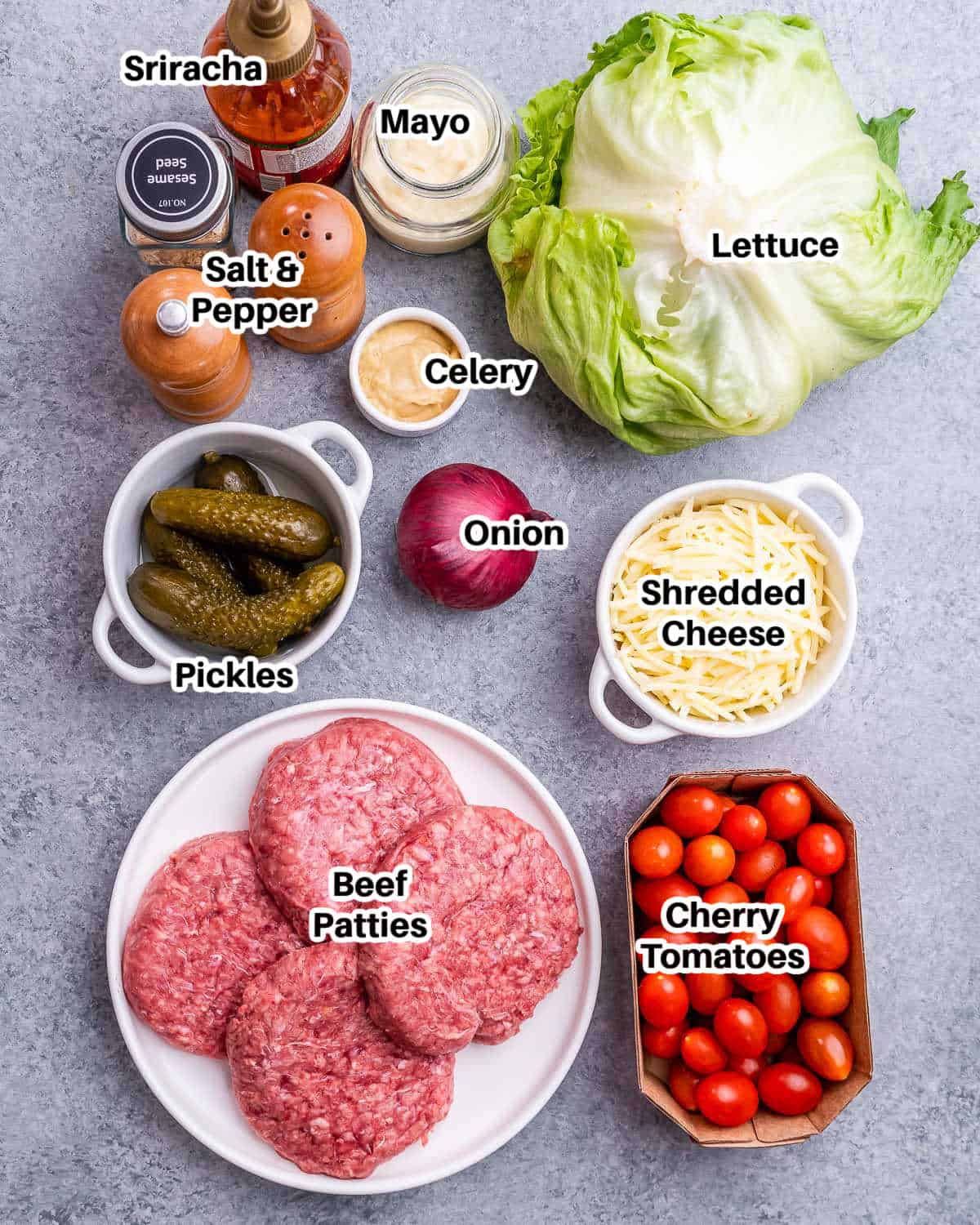 Ingredients for Big Mac salad.