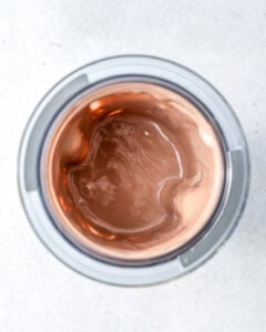blended chocolate pudding in blender.