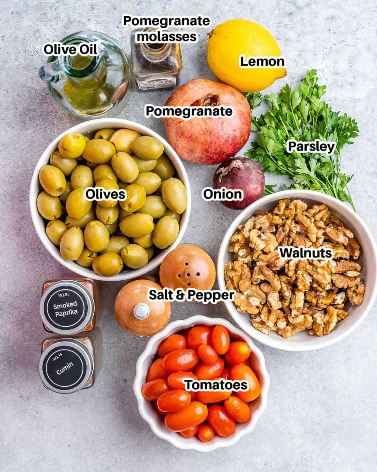 ingredients to make olive salad.