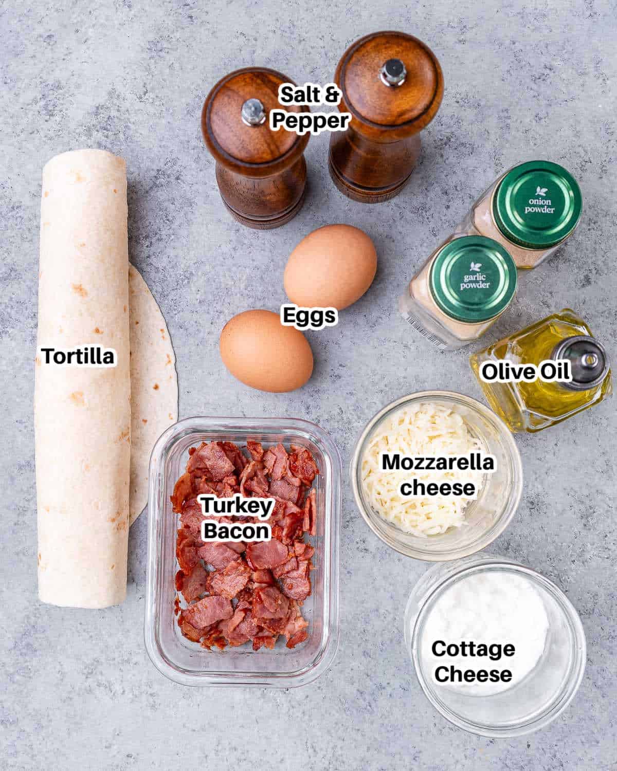 Ingredients for tortilla egg bake.